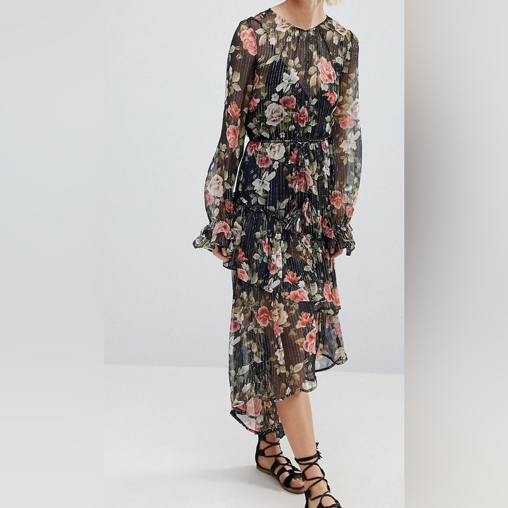 Rahi Cali Floral Print Asymmetrical Dress